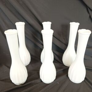 Lot Of 6 Vintage Milk Glass Bud Vase
